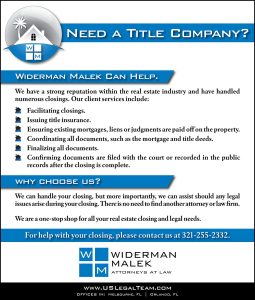 Widerman Malek Real Estate Title and Closing Information