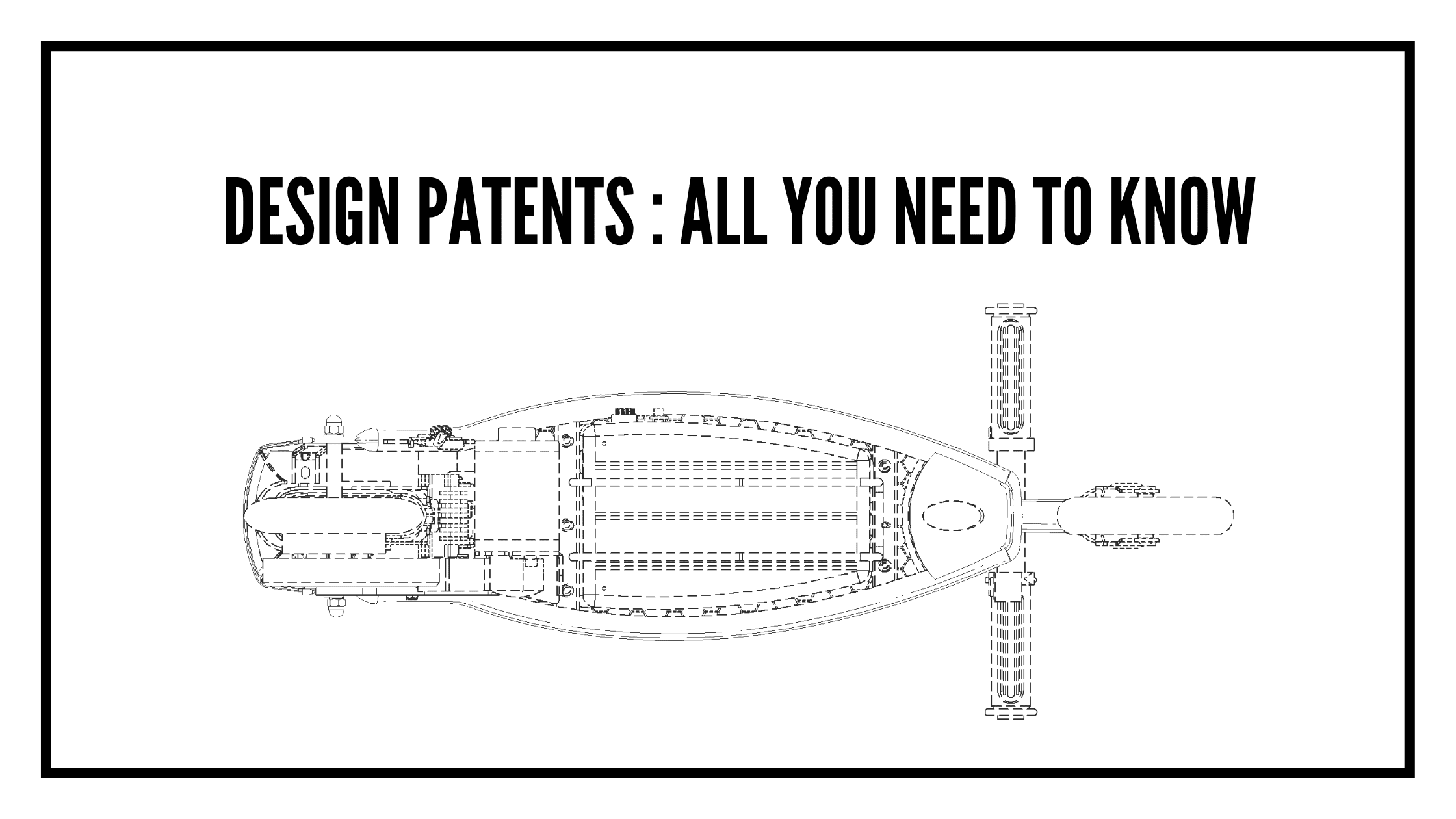 design patents hero image electric scooter birds eye sketch