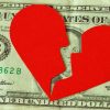 Broken Heart over Money Showing a Business Break Up